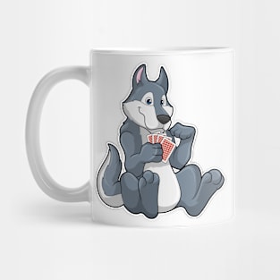 Wolf at Poker with Poker cards Mug